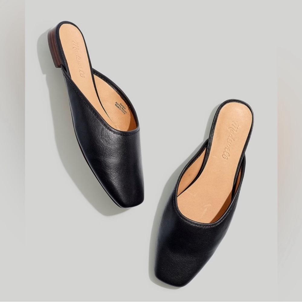 Madewell Black Leather Mules
